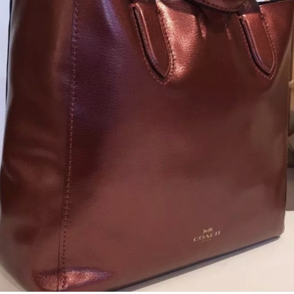 NWT red metallic coach derby